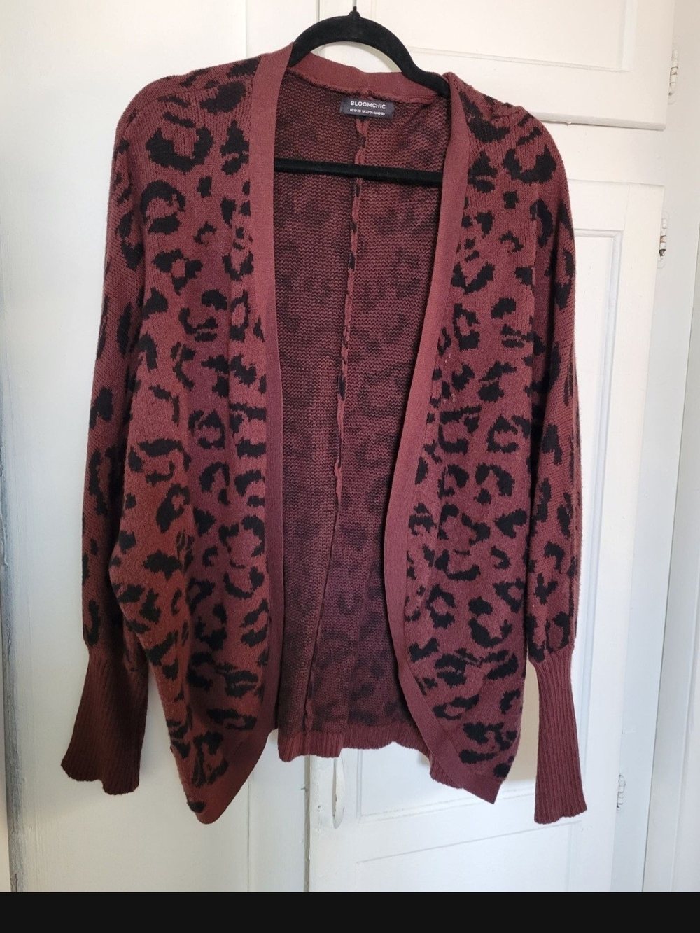 BloomChic  Brown Leopard Open-Front Cardigan